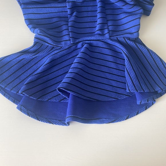 Blue and black striped peplum blouse - Picture 3 of 5